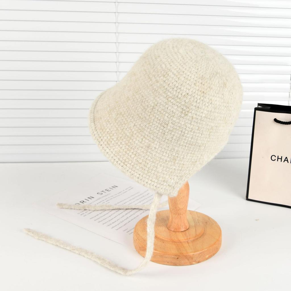 Autumn and winter straps knitted fisherman's hat children keep warm after opening versatile knitted washbasin hat women