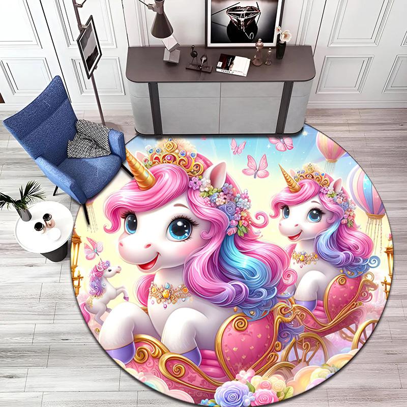 Rainbow Unicorn Fantasy Sky Round Rug Home Soft Decorative Anti Slip Yoga Table And Chair Mat Carpet Outdoor Floor Mat Carpet S4