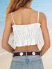Womens Tie Front Crop Cami Top Ruffle Spaghetti Strap Y2K Summer Shirt