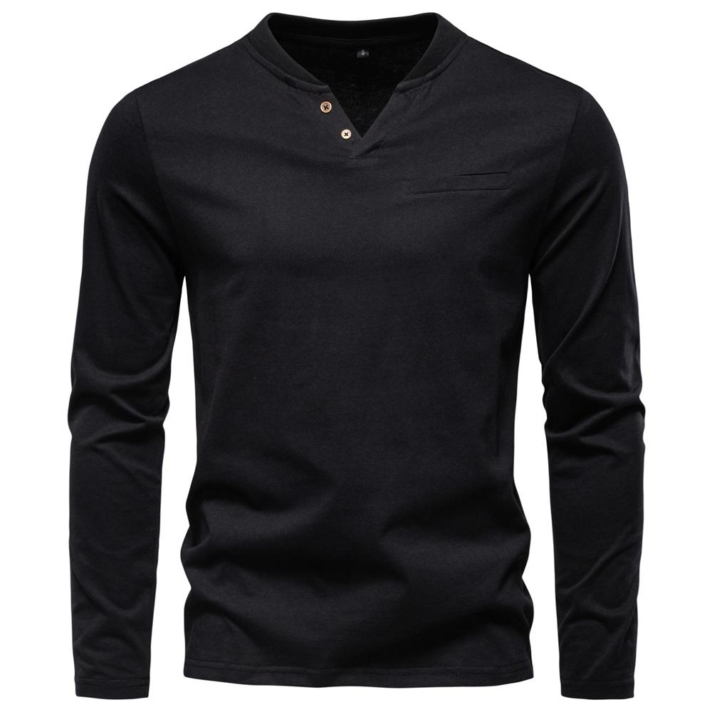 AIOPESON High Quality Men's Long Sleeve T-shirt Fashion Pure Cotton Henley Collar Long T Shirt Man Polera Manga Larga Hombre