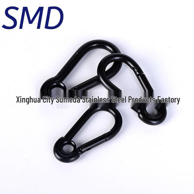 Schwarzer 304 Edelstahl Karabiner Schlüsselanhänger mit Sicherheitsverschluss und Federhaken