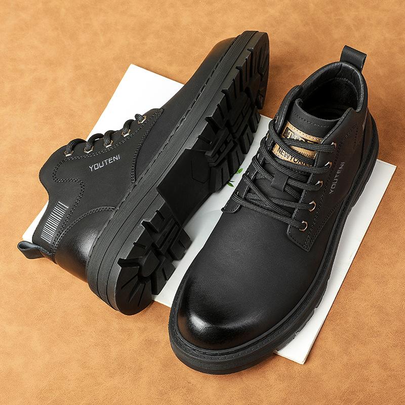 Retro Outdoor Work Ankle Boots for Men Fashion Casual Autumn Winter Cow Leather Boots Male New Designer Platform Shoes Man