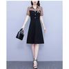 Summer Slimming Short Sleeve Dress with Pearl Splicing Youthful and Belly Covering