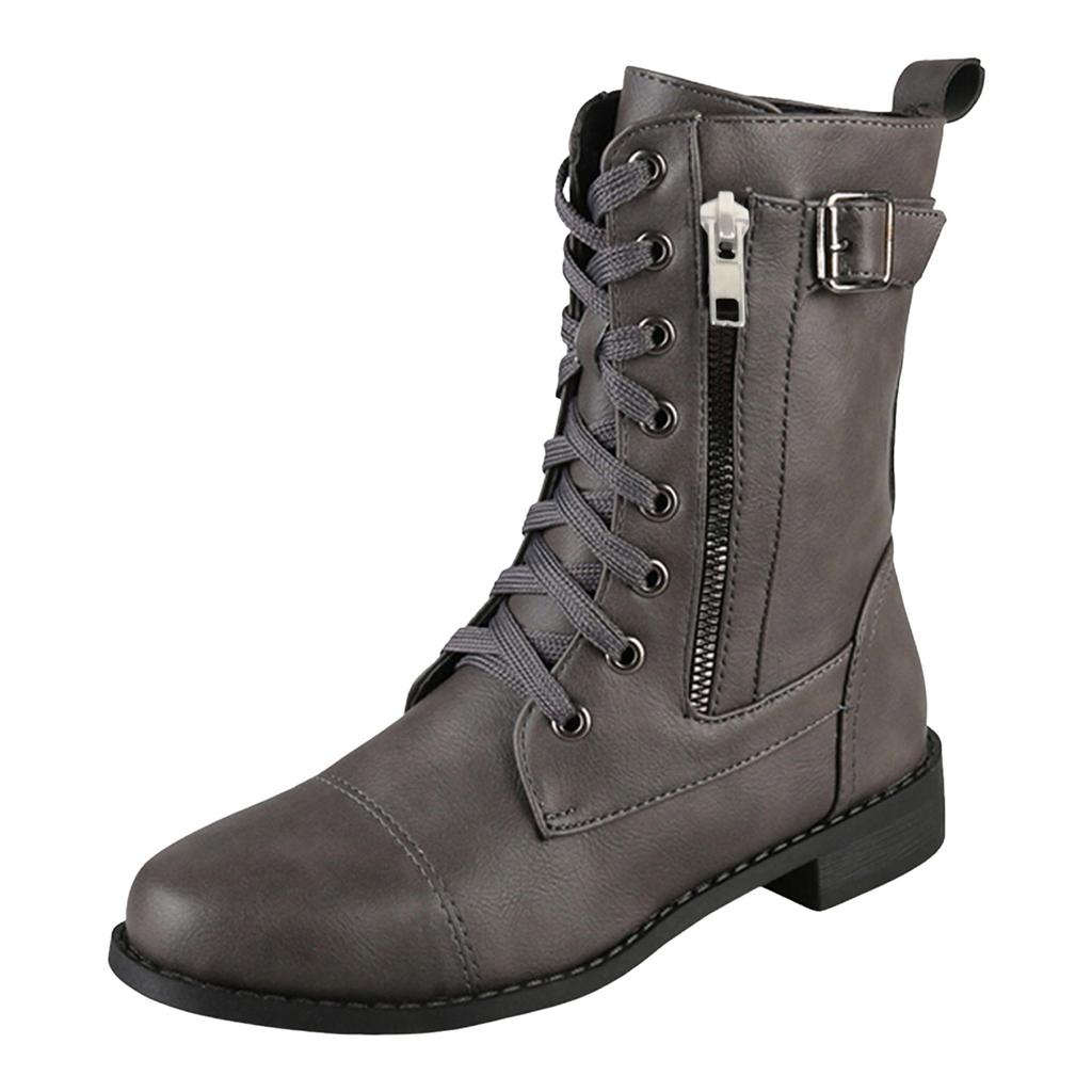 Mid High Boots For Women With Side Zippers Fashionable And Casual Round Toed Plus Size Over The Knee Boots for Women Wide Calf