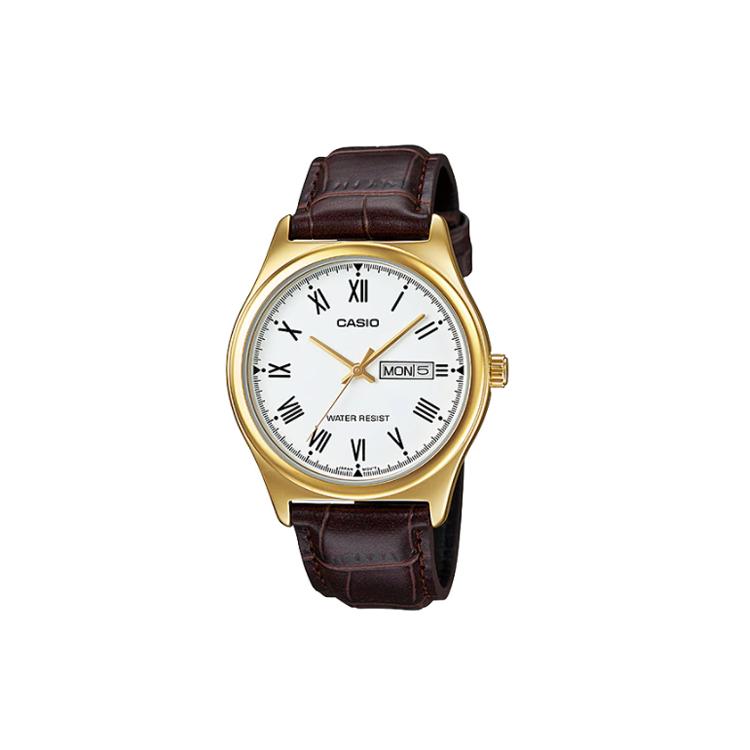 CASIO Men Standard Series White Watch MTP-V006GL-7B MTP-V006GL-7B White Dial Brown Strap