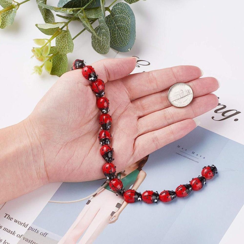20Pcs Ladybug Shape Animal Insect Handcrafted Beads Red Color Animal Beads Home Decoration