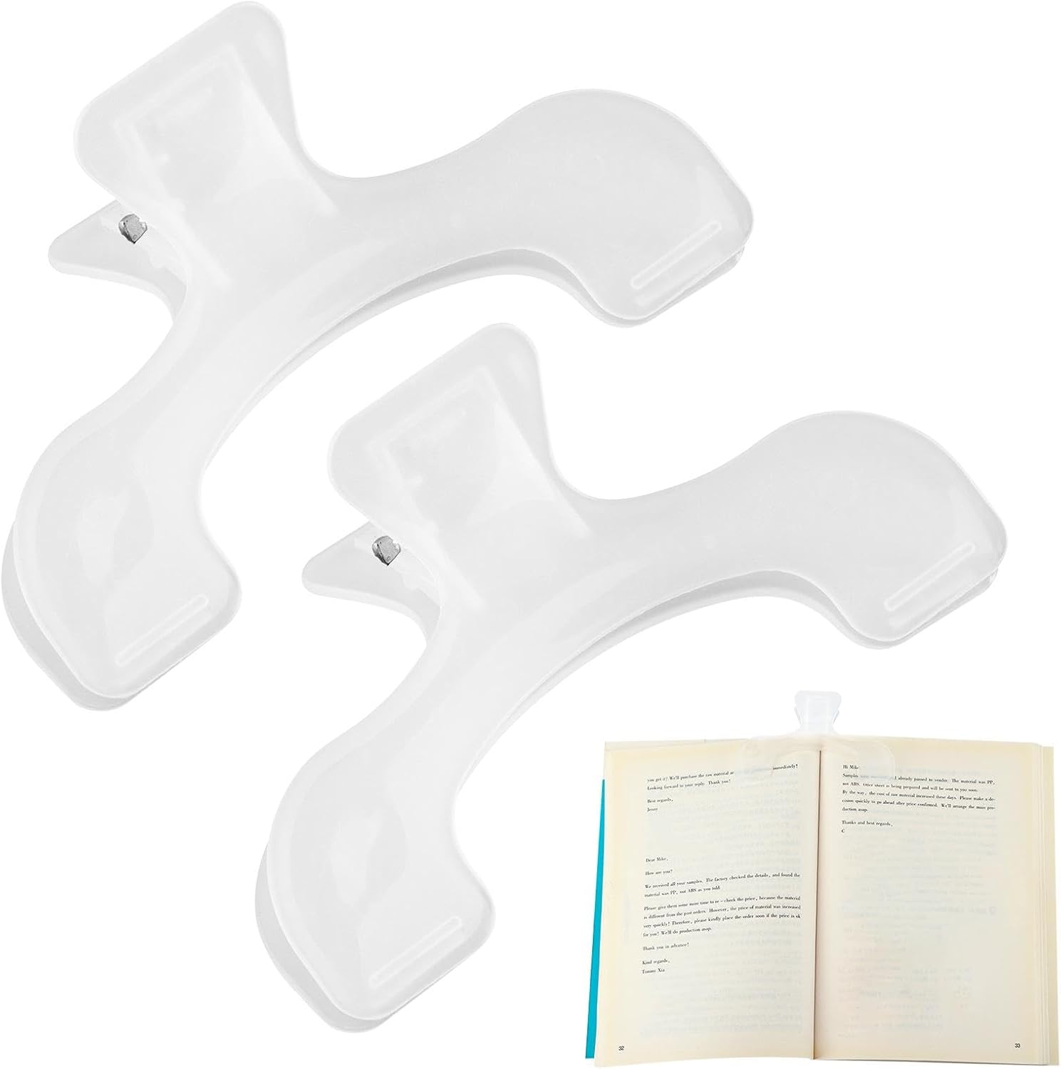 

2pcs Transparent Book Clips Book Page Holder Bookmark Books Page Open Holder for Teachers, Students,Ideal for Classroom, Office