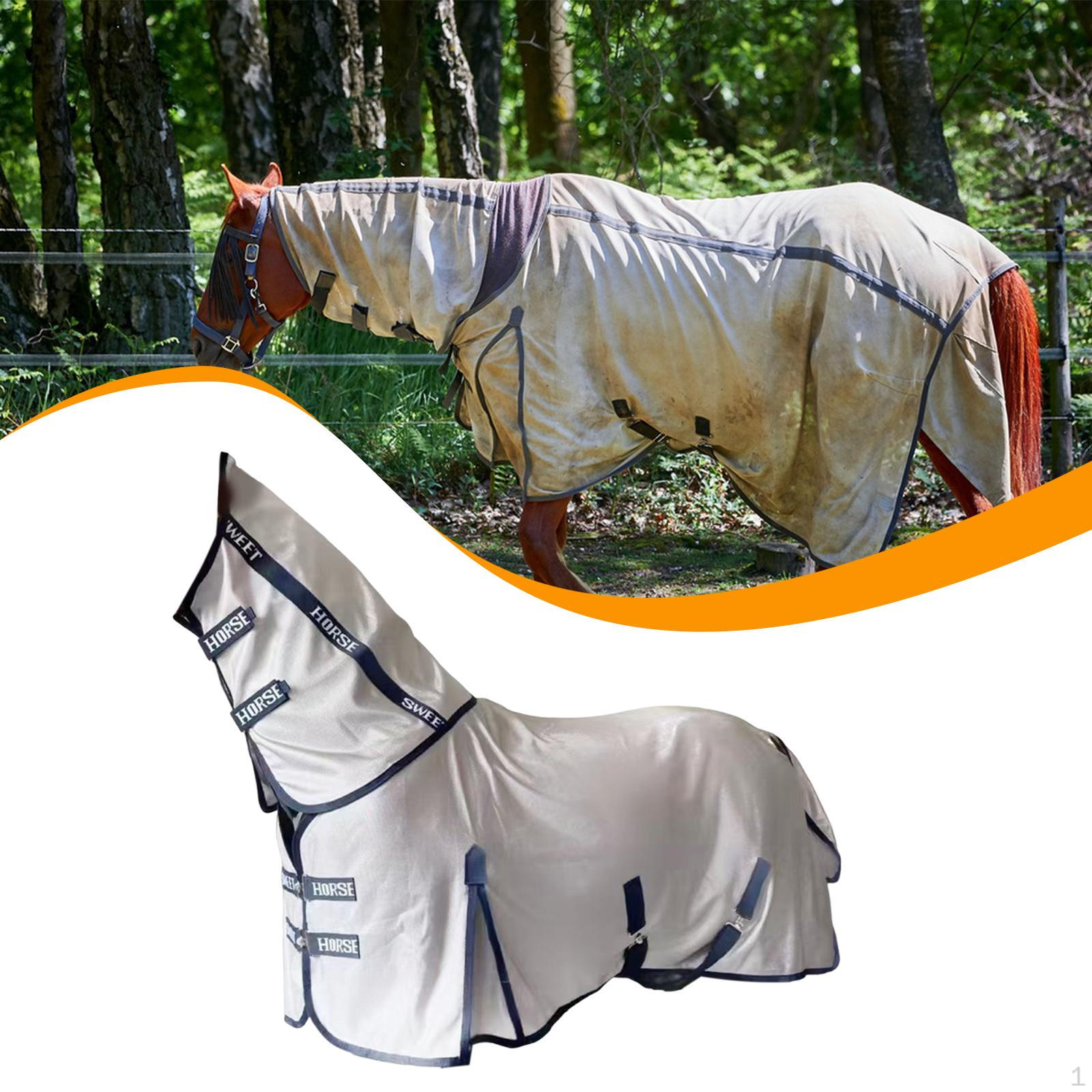 

Дышащая не подбитая вентилируемая попона от слепней для защиты шеи Back Length 125cm