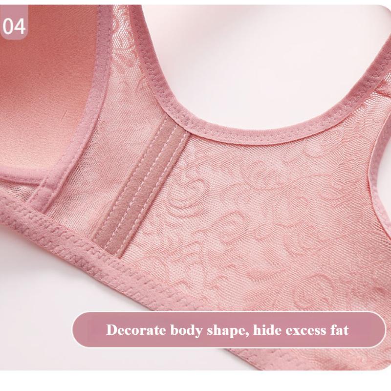 Middle Aged and Elderly Mothers' Sexy Front Opening Underwear Without Steel Rings, Large Size Gathered Anti Sagging Bra, Vest Style Bra