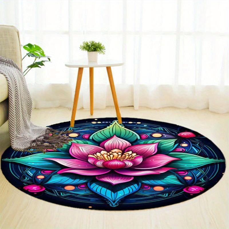 Lotus Flower Tattoo Unveil Your Inner Beauty Round Rug Nonslip Area Rug Office Chair Mat Carpet For Living Room Bedroom Home Decor