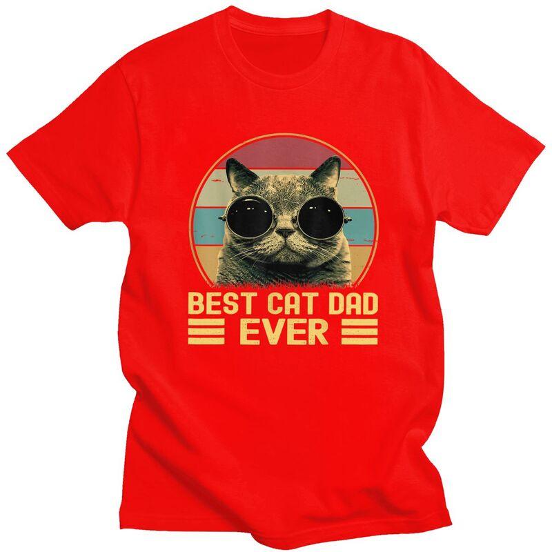 

Custom Vintage Best Cat Dad Ever T Shirt for Men 100 Cotton Tshirt Short Sleeves Fathers Day Gift Tshirt Loose Fit Clothing S