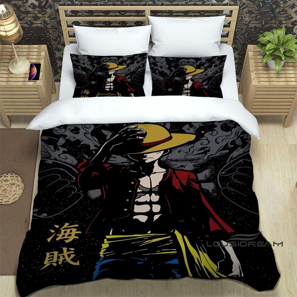 ONE PIECECartoon Monkey D. Luffy Bedding Set (duvet Cover and Pillowcases), Extra-large/large Size, Machine Washable, a Holiday