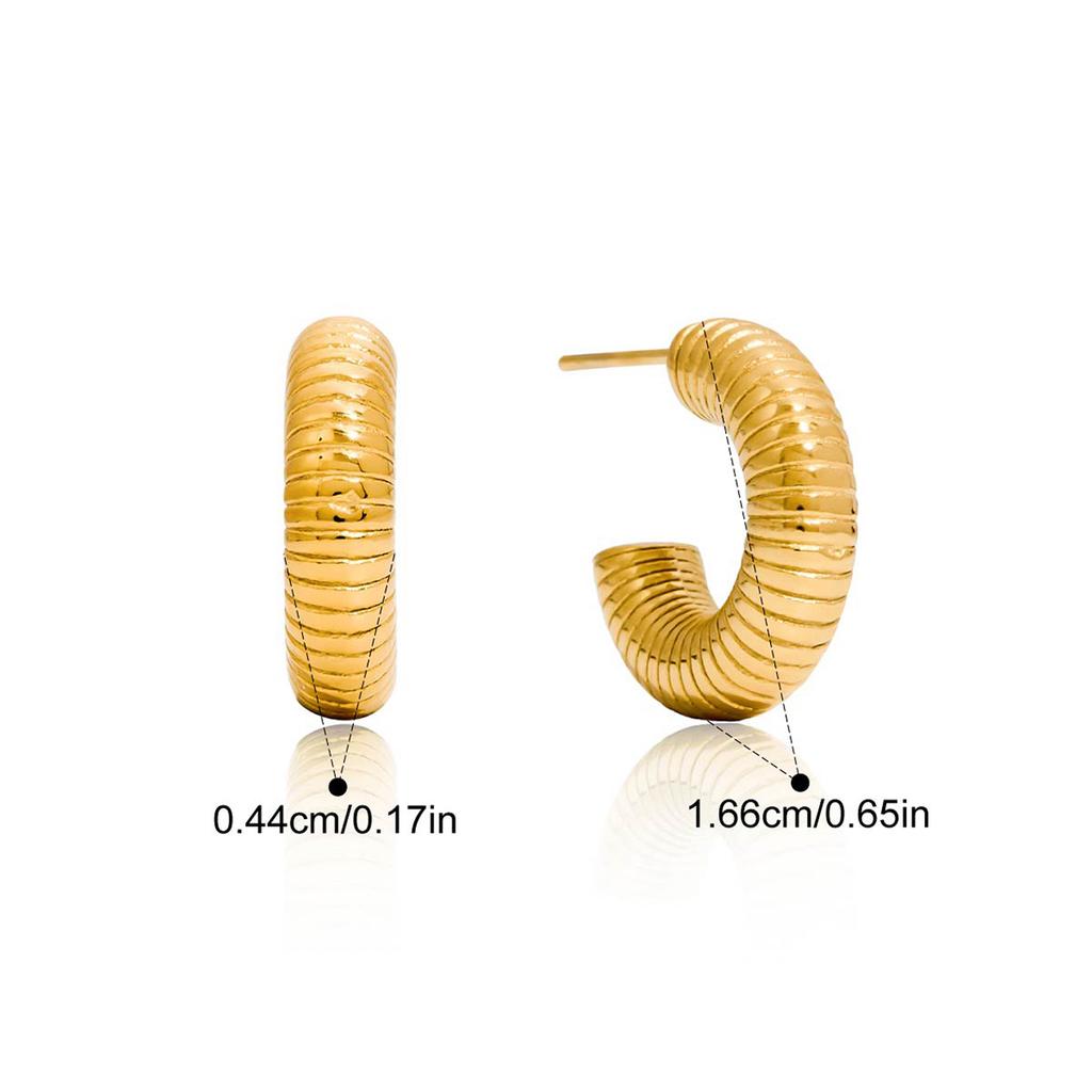 Three Layer Hollow C-shaped Stud Earrings Tarnish Resistant Metal Ladies Daily Wear Fashion Jewelry Wholesale