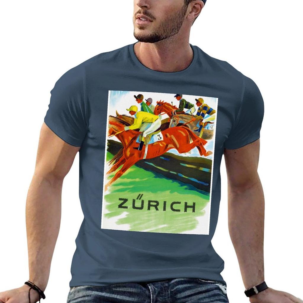 Vintage Swiss horse racing sport advert Switzerland TShirt Trend Art Print TShirt