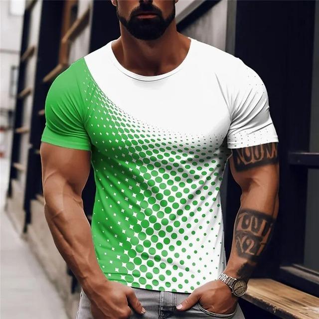 

Летняя повседневная мужская футболка в горошек с 3D принтом и коротким рукавом, модная уличная мужская одежда больших размеров 6XL