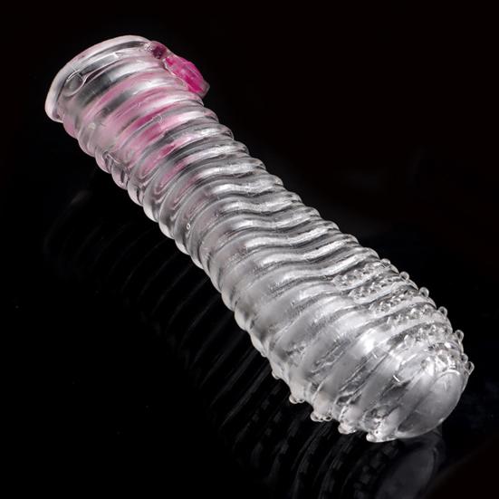 Penis Extension Sleeve Eco-friendly Washable TPE Transparent Penis Extension Vibrator Sleeve for Household