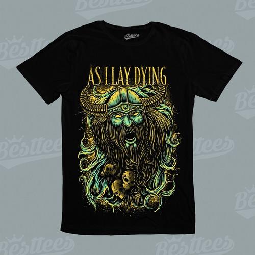 Unisex Music As I Lay Dying Skull Viking Metalcore Band Heavy T-Shirt S разноцветный