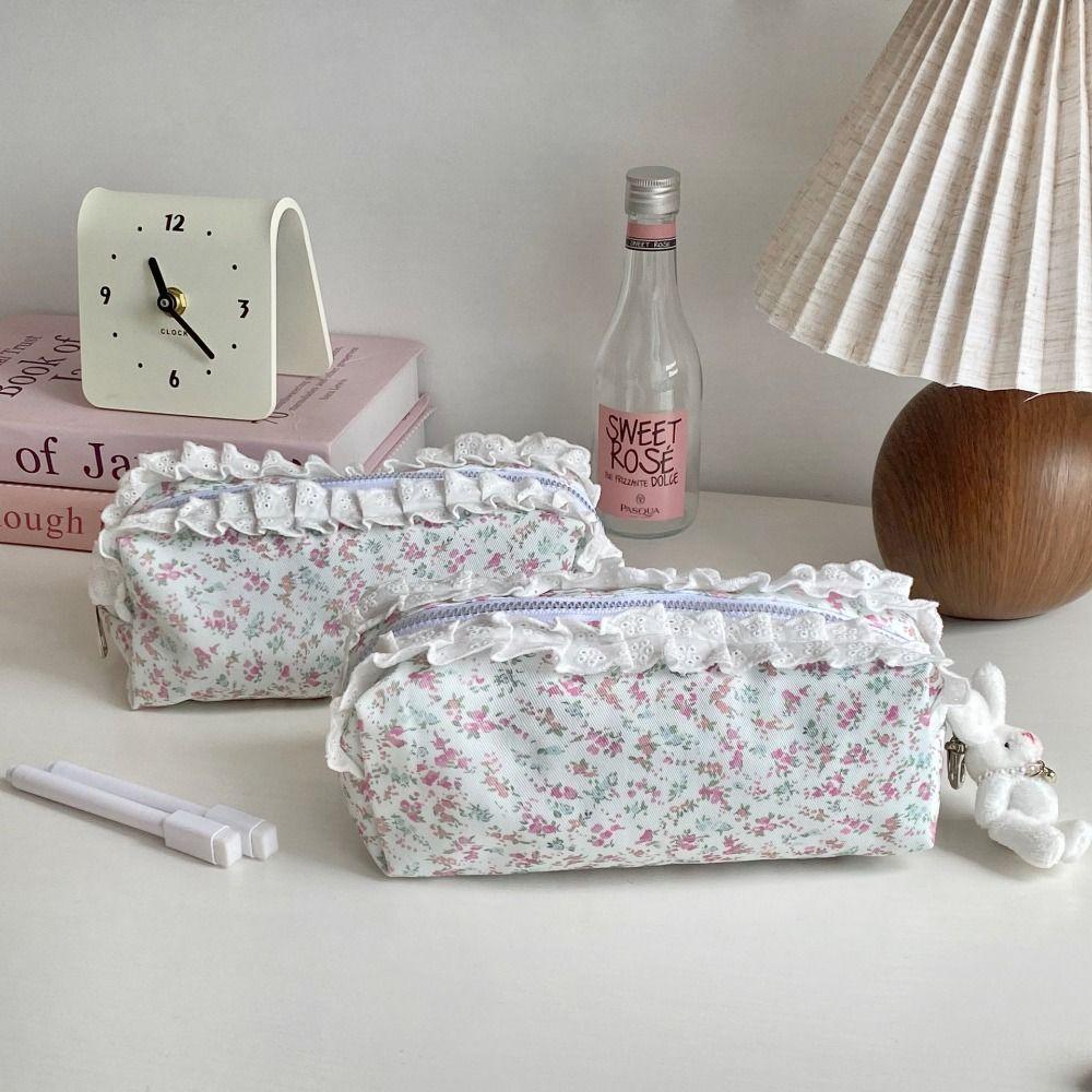Large Capacity Pen Bag Lace Floral Pattern Stationery Bag High Quality Pen Box  Gift