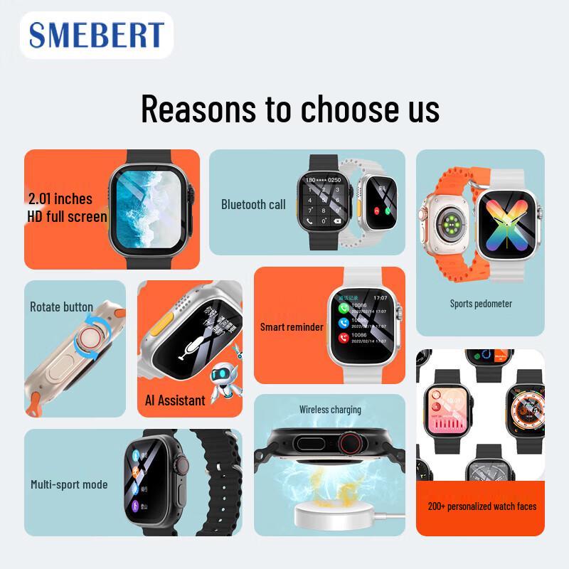 SMEBERT S8 ULTRA Smartwatch Sportivo Multifunzione (Versione NC)