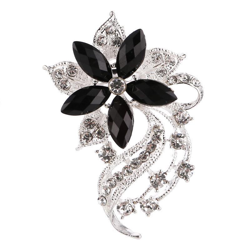Fashion Rhinestone Flower Brooches For Women Elegant Clothing Pins Party Jewelry Gifts