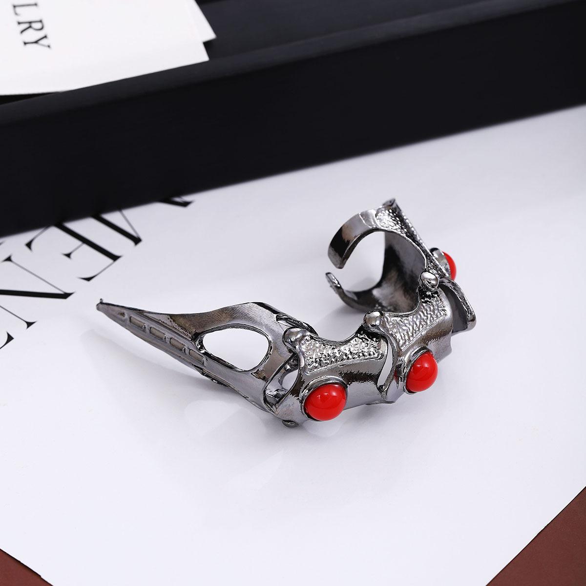 Панк Стиль Череп Коготь Пистолет Кольцо Девушка, Ретро Черный Длинный Сустав Хэллоуин Преувеличенная Личность Пальцевой Чехол