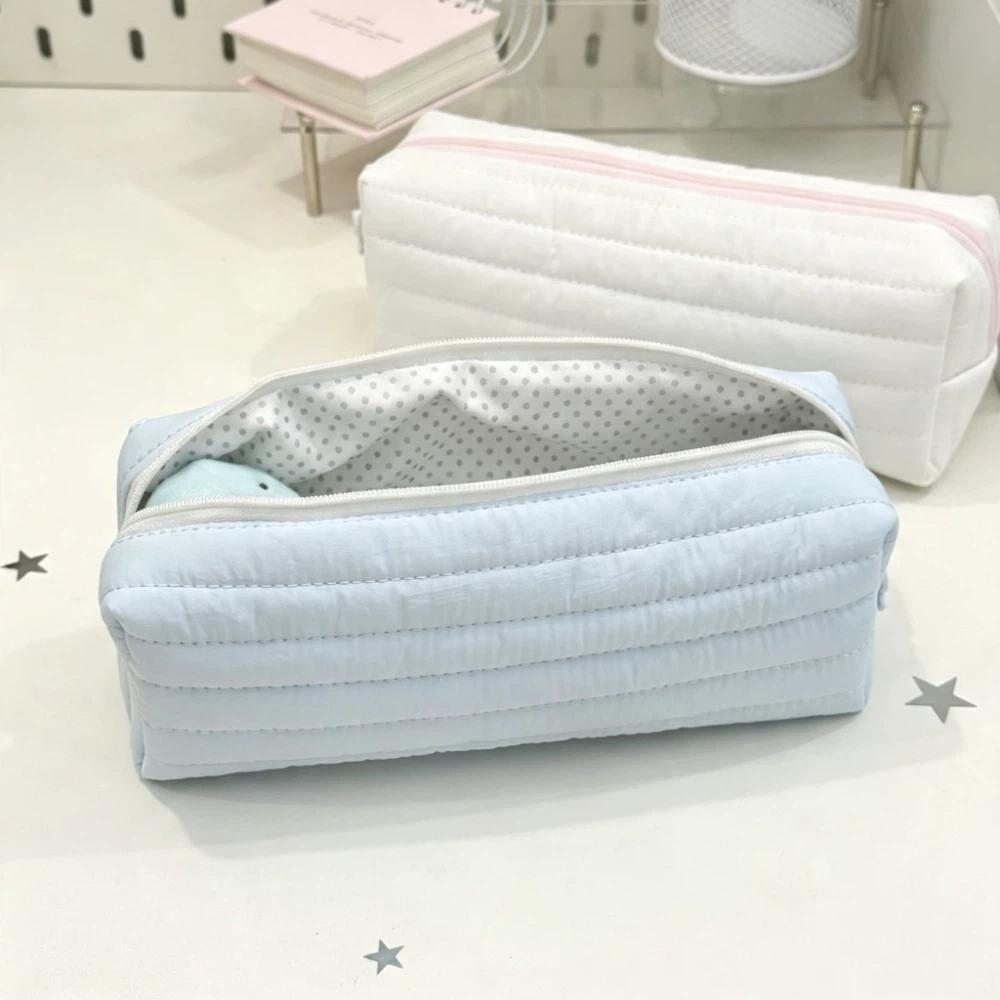 Large-capacity Cream Color Pencil Case Multi-functional School Storage Bag Gift Giving