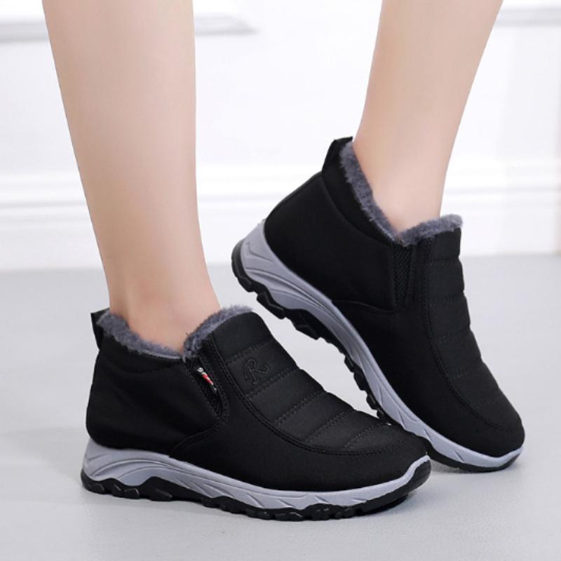 Commander une taille au-dessus Chaussures de sport épaisses et chaudes pour femmes, baskets montantes légères à absorption des chocs antidérapantes, automne et hiver