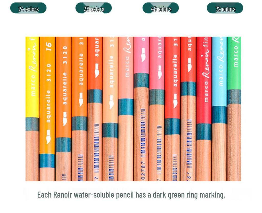 Marco Renoir Professionelle Buntstifte: 120 Ölbasierte & 72/36/48 Wasserlösliche Farben zum Zeichnen