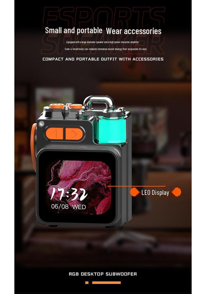 Portable Mini Bluetooth Speaker K15 with Display Screen & Atmosphere Light