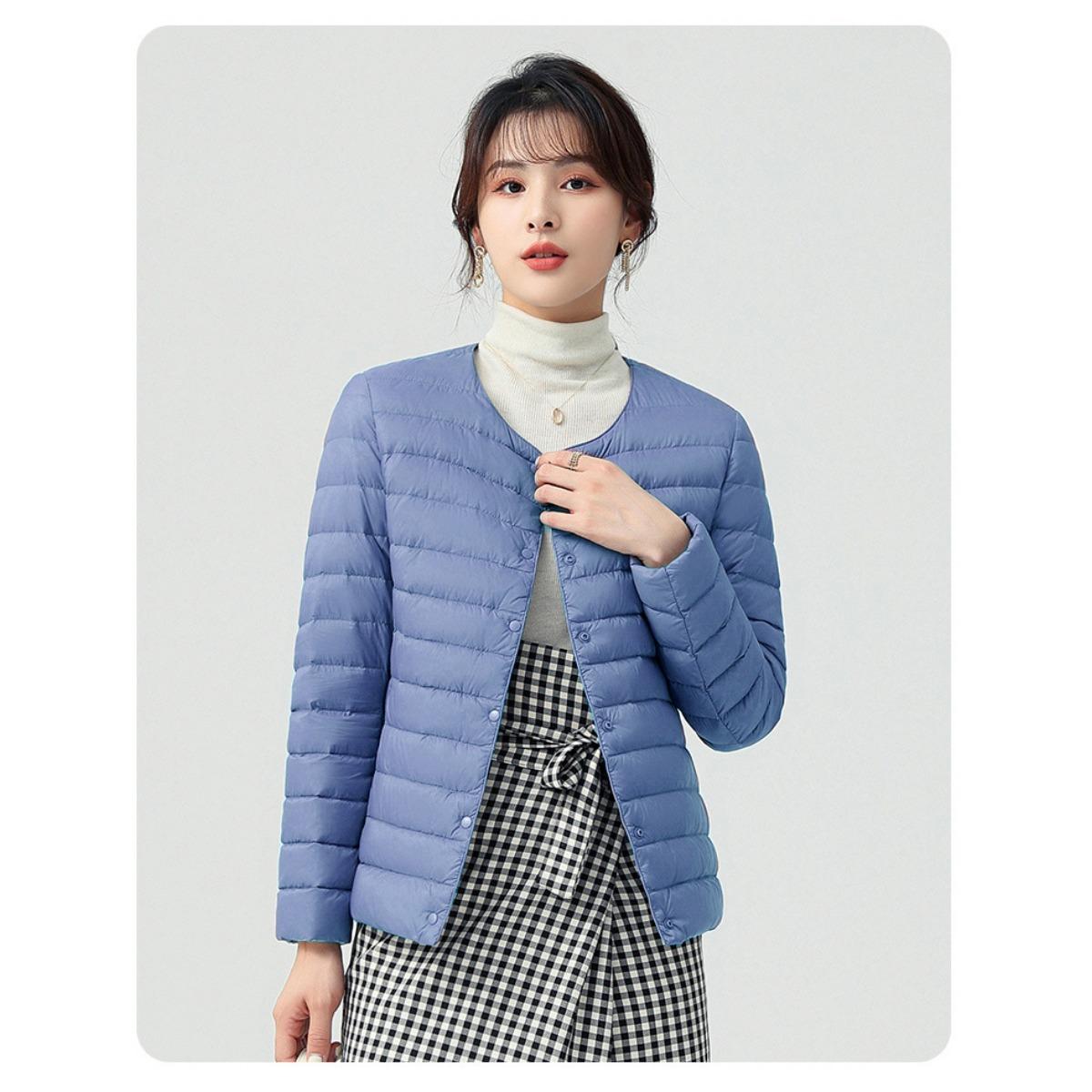 

Легкая пуховая хлопковая куртка, Женская осенне-зимняя пуховая куртка, Легкая и тонкая подкладка, Модная и теплая M синий