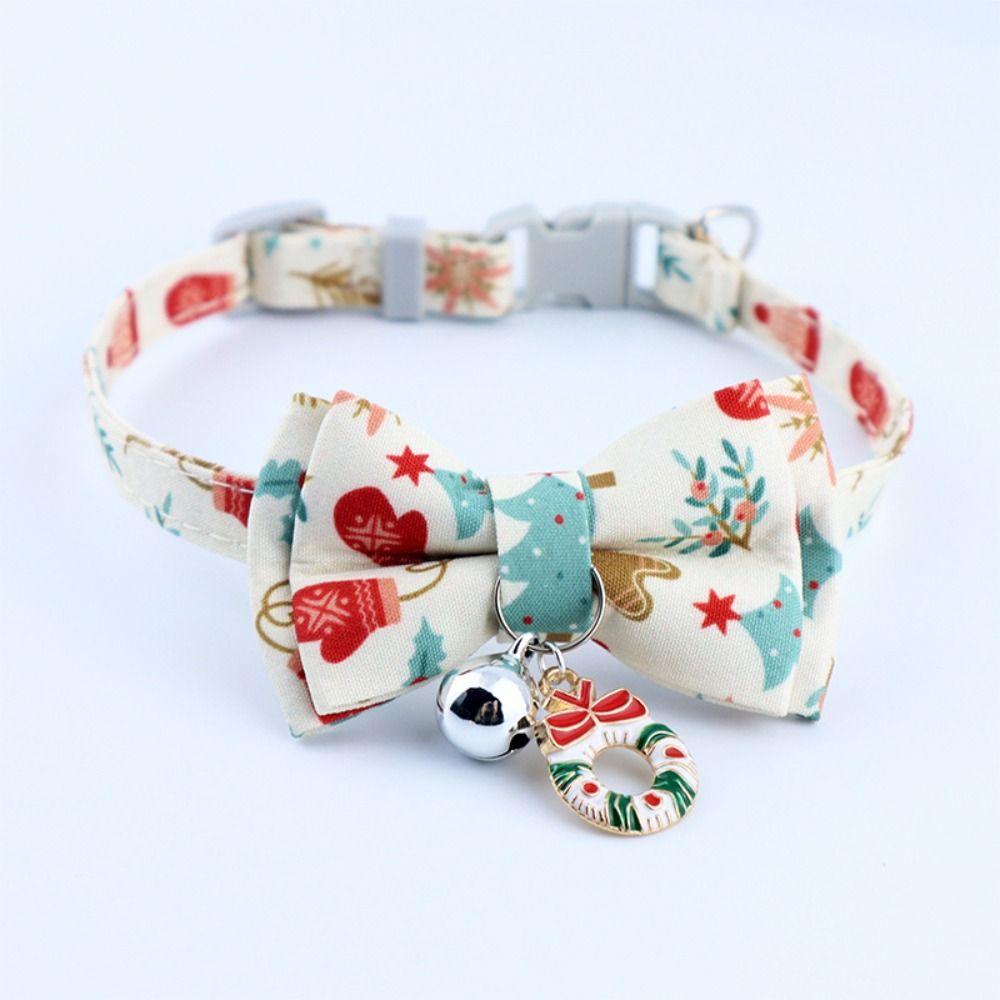 Adjustable Kitten Bowties Collar Necklace Cute Kitten Christmas Bow Collar Prevent Getting Lost