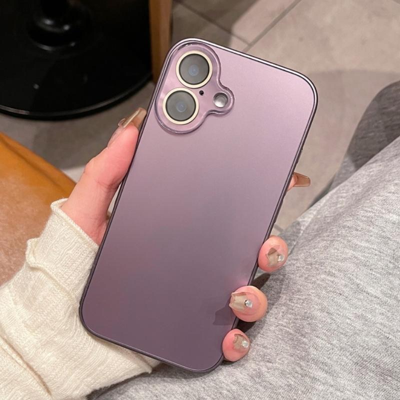 Luxury AG Matte Tempered Glass Case For iPhone 17 16 15 14 13 12 11 Pro Max Frosted Lens Protection Shockproof Soft Bumper Cover