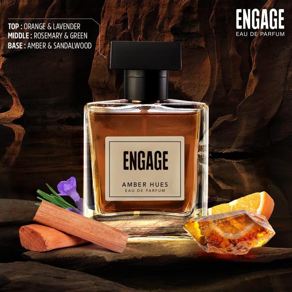 Engage Amber Hues Perfume for Men Long Lasting Smell, Ambery and Warm Fragrance Scent, for Special Occasions, Gift for Men, Free 3ml Tester, 100ml