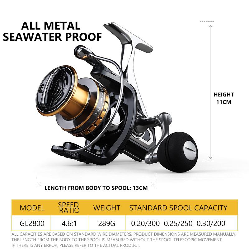 

Катушка спиннинговая для карповой ловли Mavllos GL, мощность фрикциона 12 кг, передаточное число 6.3:1 Полностью металлическая катушка для серфовой рыбалки, готова для соленой и пресной воды