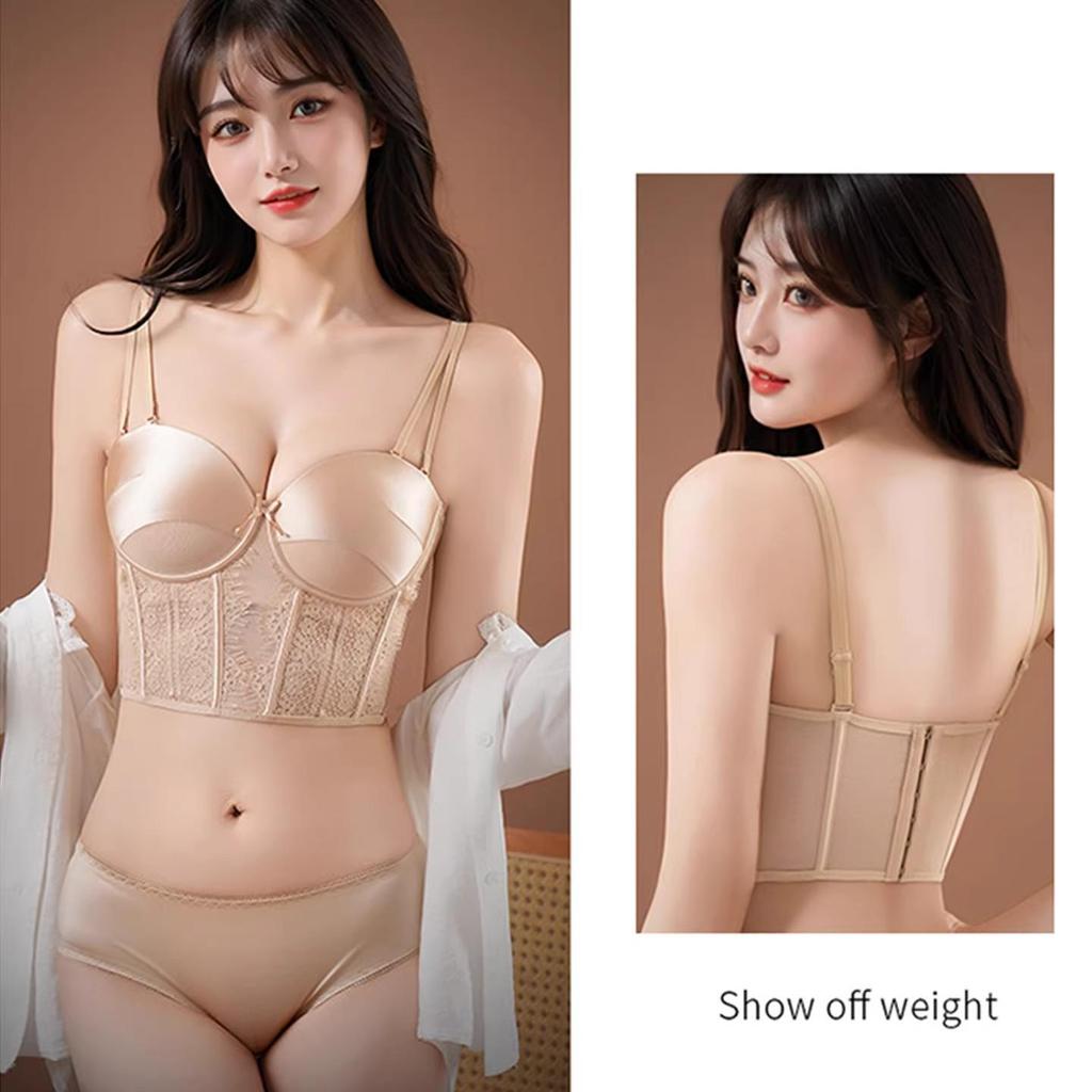 Red Push-Up Bra Set: Six-Button Adjustable, Anti-Side-Boob, No Underwire, Small Bust Enhancement
