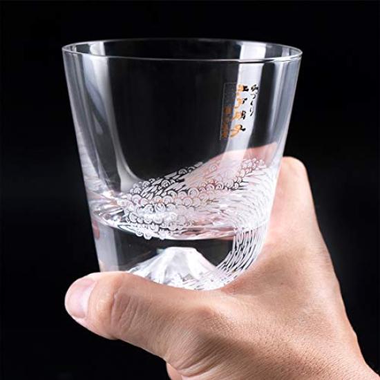 Tajima Glass Fuji a Pair of Plain Fuji Rocks Glasses and a Fuji Rocks This Edo Glass Set Includes Two Whiskey and Rocks Perfect for and Other A