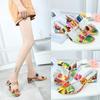 Women's Colorful Chunky Heeled Sandals Rhinestone Decor Slip On Open Toe Mid Heels Stylish Daily Wear Sandals