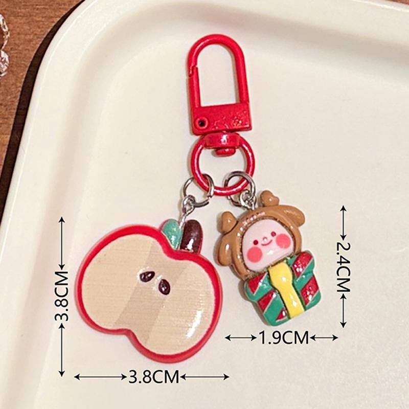 1/5 Pcs Christmas Cute Red Apple Ornament Girls Cartoon Bag Pendant Car Ornament Funny Backpack Accessory For Best Friend Gift