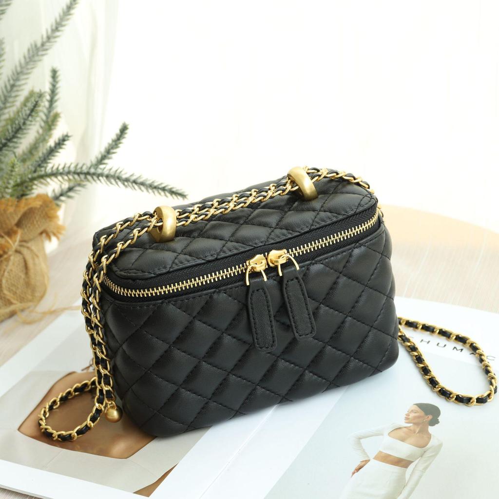 2025 Quilted Chain Box Bag: Mini High-End Genuine Cowhide Leather Women's Square Bag