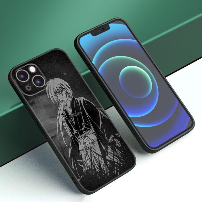 Rurouni Kenshin Anime Phone Case For Apple iPhone 12 13 Mini 11 14 15 Pro Max 7 8 Plus X XR XS SE 2020 2022 Black Silicone Case