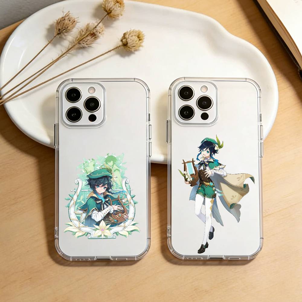 Genshin Impact V-Venti Phone Case For iPhone 17 16 15 14 13 12 11 Mini Pro Max Plus Transparent Cover