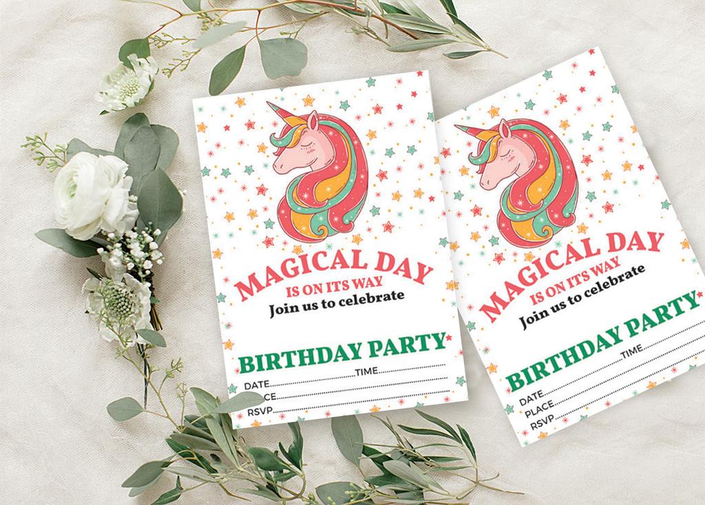 Darling Souvenir White Birthday Invitation Card Printable Elegant Fill or Write In Blank Party Invites 28 Pcs 5 X 7