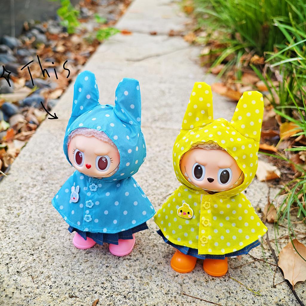 Only Clothes for V1 V2 V3 Labubu Clothes Raincoat Colorful Polka Dot Waterproof Suit Set Raincoat Suit Set Children's Gift