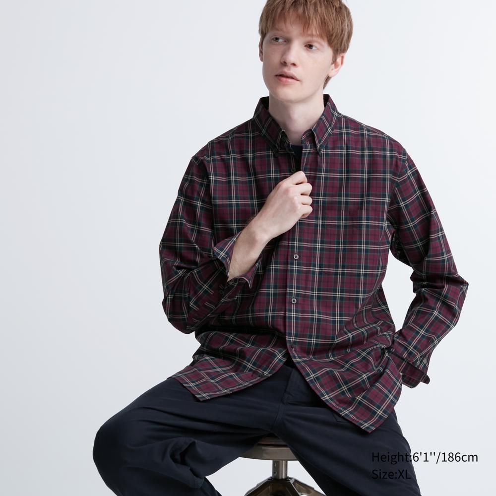 

Рубашка в клетку из экстратонкого хлопка UNIQLO (Длинный рукав) И