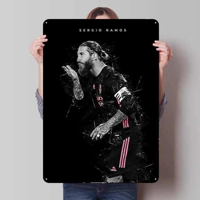 Sergio Ramos Metal Sign Sports Poster Room Decoration Man Cave Vintage Tinplate Sign Plaque for Wall Art Decoration Retro Home