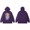 Sp5der Spider Web Foam Print Fleece Hoodie Loose Fit Hip Hop Sweatshirt Men Women