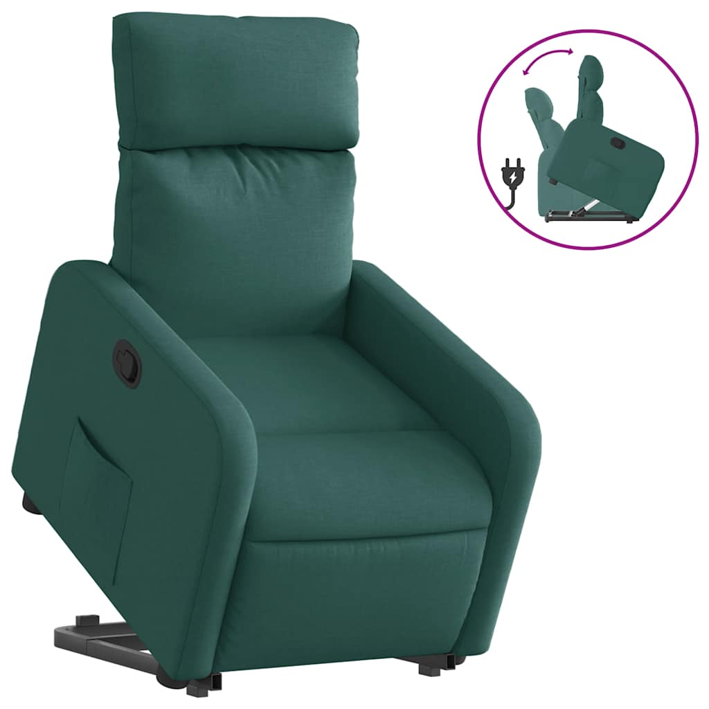 Recliner Chair with Lift Assist Dark Green Fabric