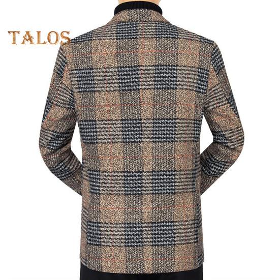 Pánský oblek Kabát Klopa Dlouhý rukáv Kostkovaný vzor Zapínání na dva knoflíky Bunda s kapsami Slim Fit Business Outwear