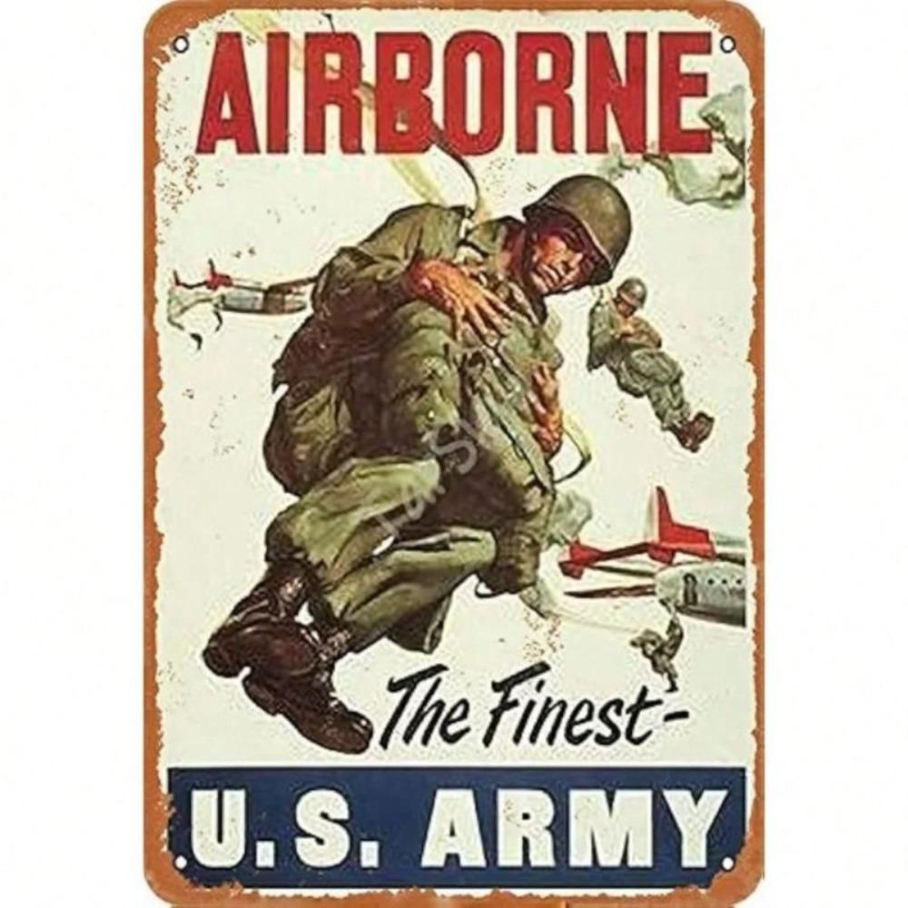 Vintage Airborne Troops Metal Sign Military Decor for Home Club Bar Wall Art