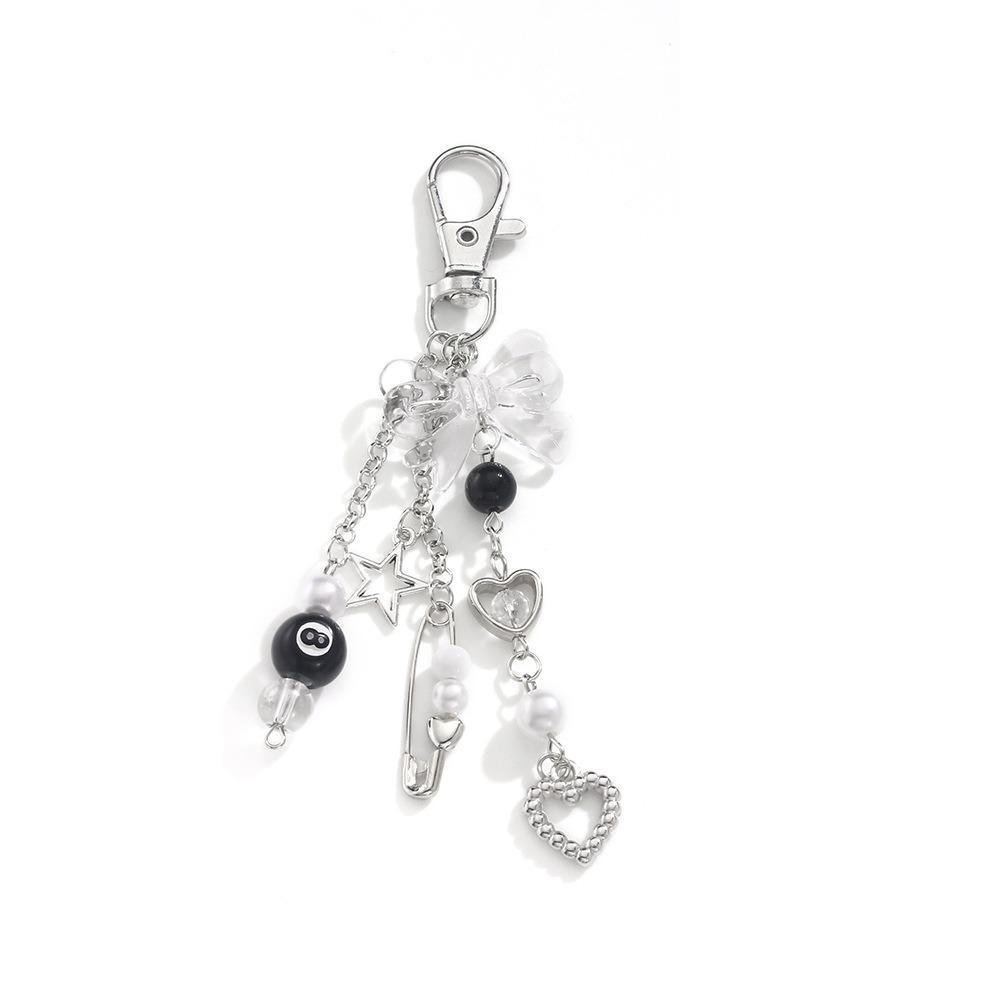 Zinc Zinc Alloy 8 Ball Star Keychain Phone Chain Billiards Black 8 Key Chain  Creative Gift